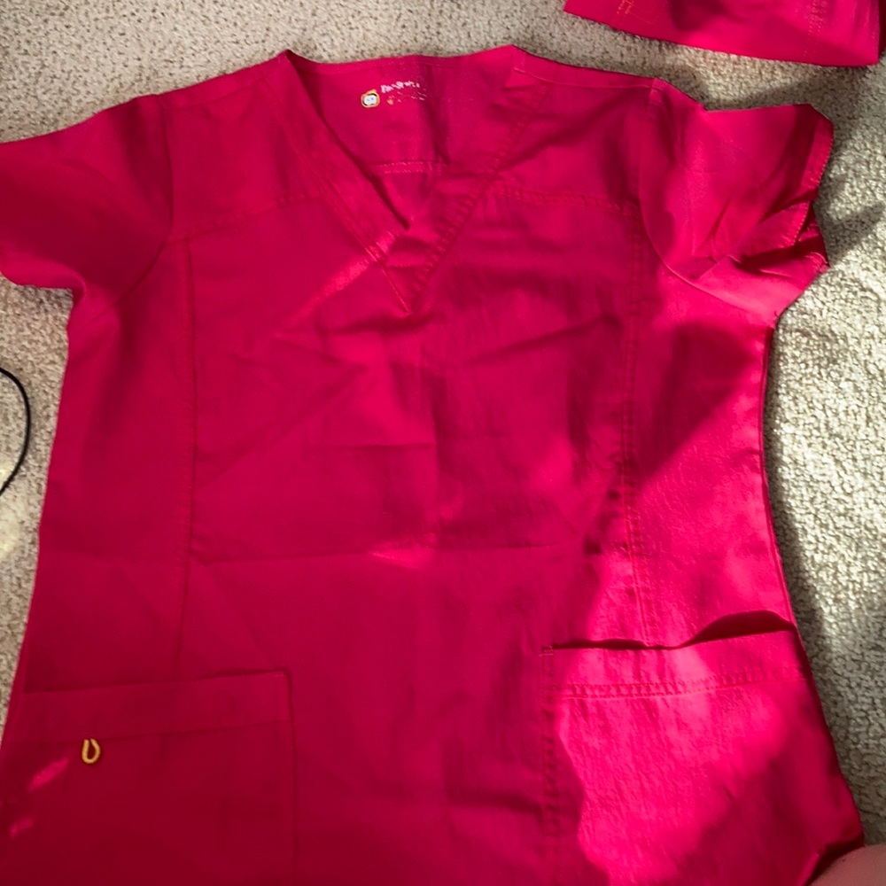 Pink scrubs- top and bottom